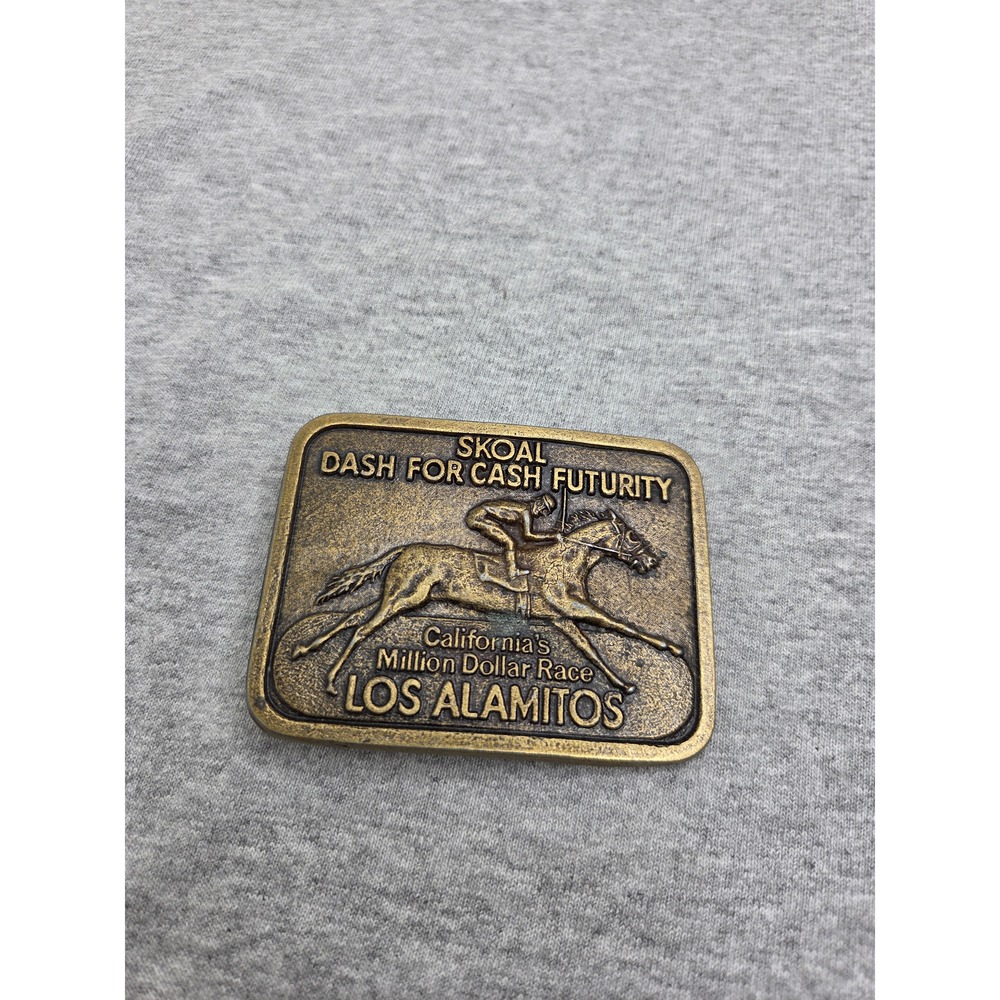 Rare Skoal Dash For Cash Million Dollar Race Brass Belt Buckle